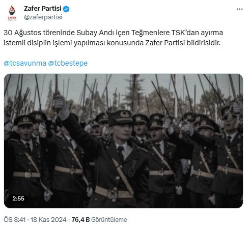 Zafer Partisi teğmenler hakkında açıklama yapıyor